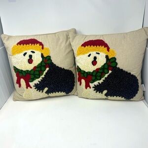 London Kaye Christmas Embroidered Dog Pillows – Set of 2 – 17"x17"